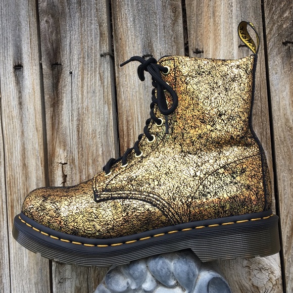 Dr. Martens Shoes - NWT Dr Martens 1460 Pascal Crackle Boot Gold  7